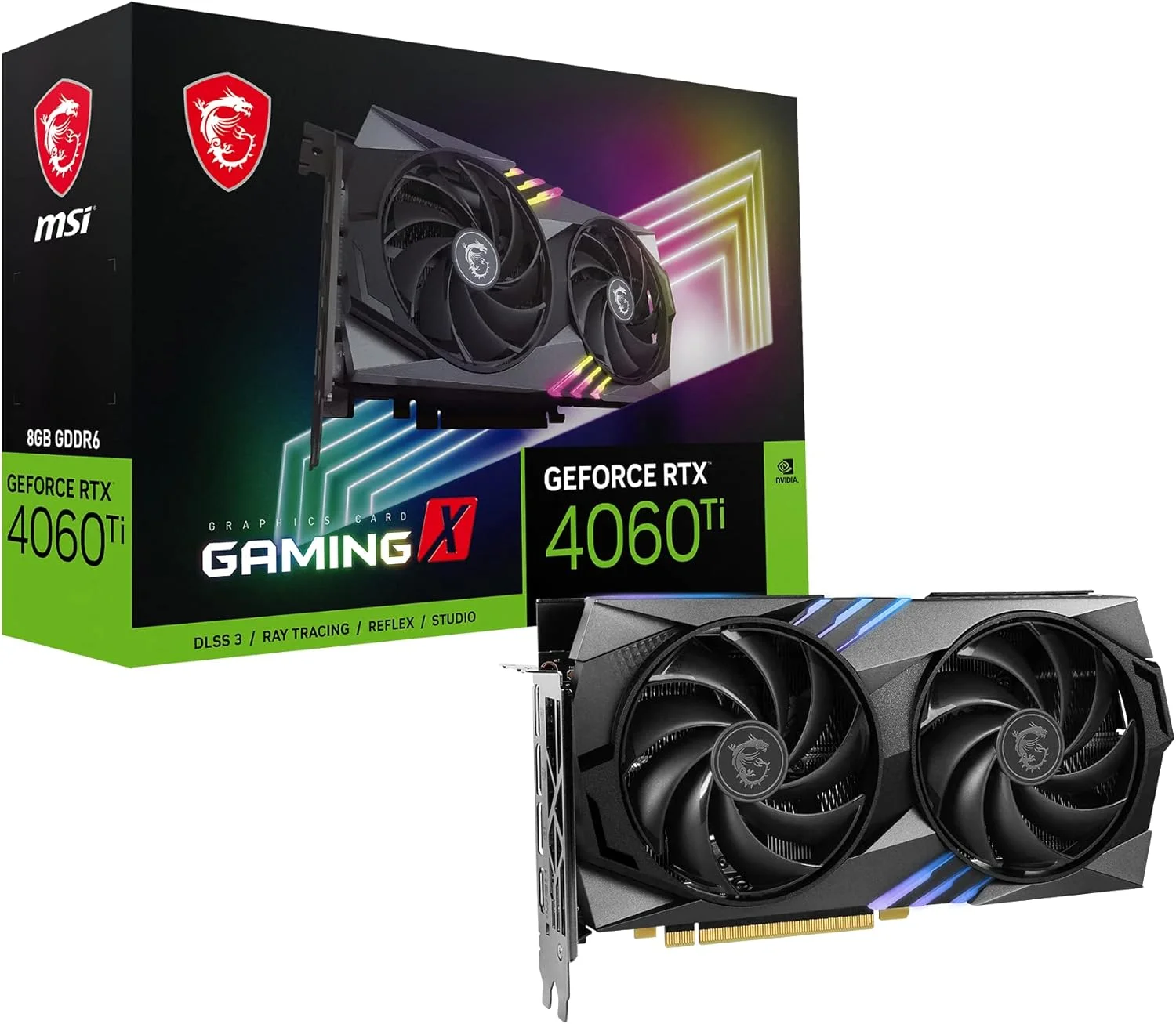 کارت گرافیک MSI Gaming GeForce RTX 4060 Ti 8GB GDRR6 128-Bit HDMI/DP Nvlink TORX Fan 4.0 Ada Lovelace Architecture (RTX 4060 Ti Gaming X 8G)