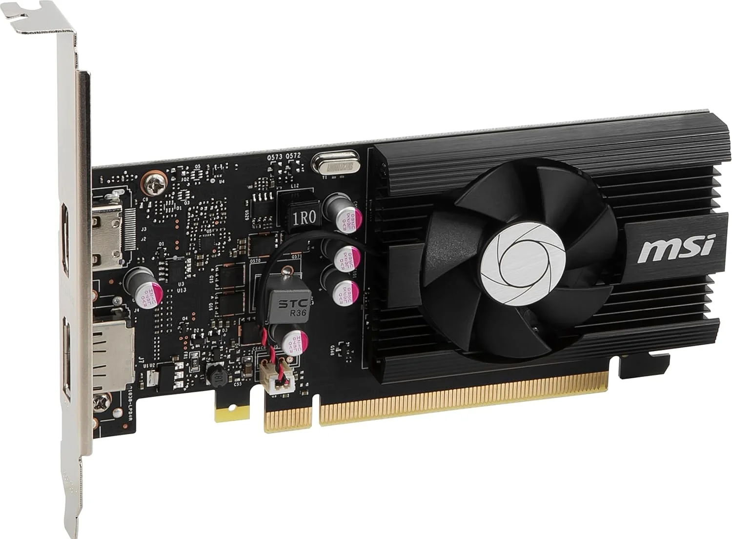 کارت گرافیک ام اس آی گیمینگ GeForce GT 1030 با 4 گیگابایت حافظه GDRR4، رابط 64 بیتی، پشتیبانی از HDCP، DirectX 12، درگاه های DP/HDMI، تک فن، اورکلاک شده (GT 1030 4GD4 LP OC)