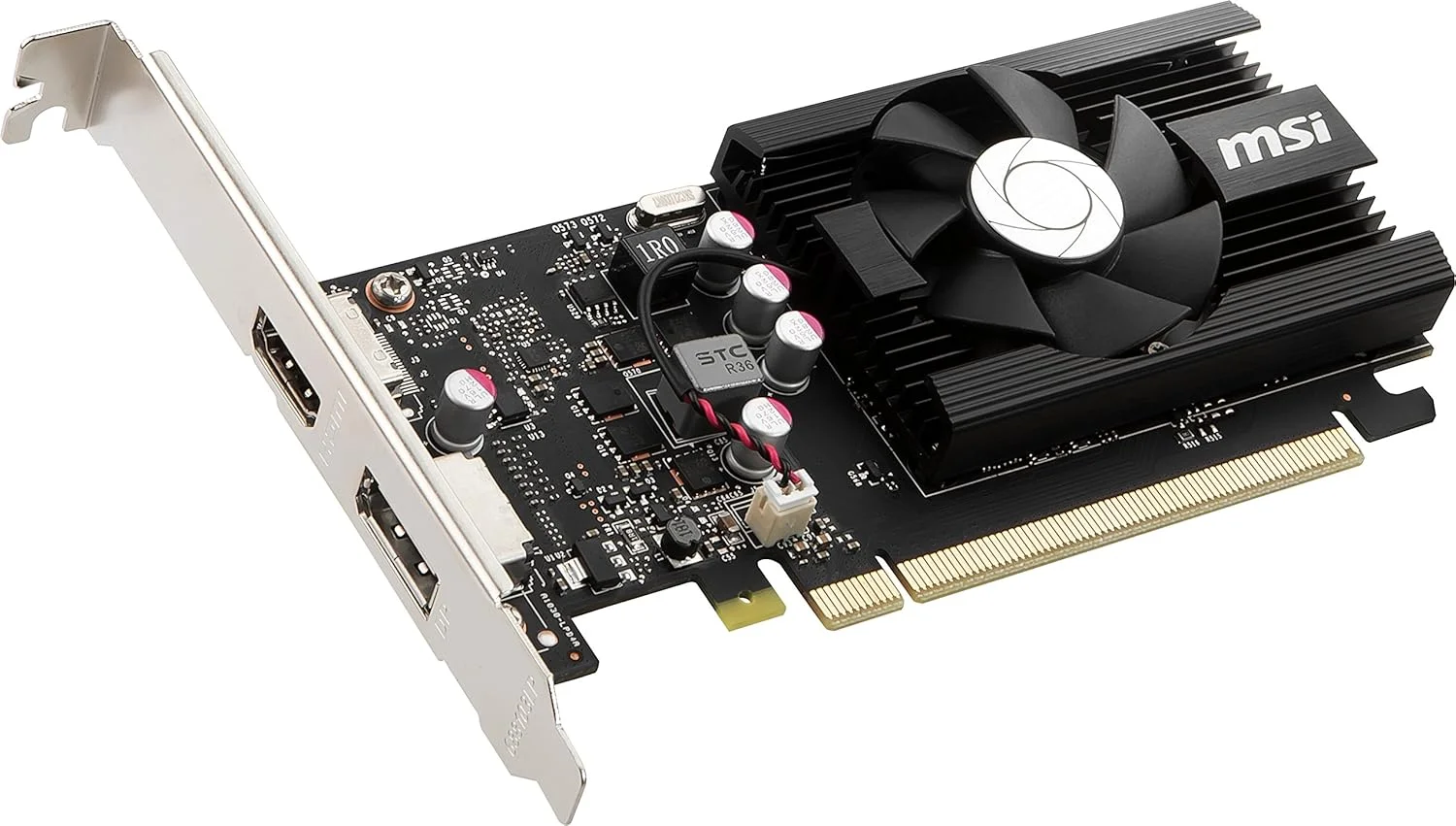 کارت گرافیک ام اس آی گیمینگ GeForce GT 1030 با 4 گیگابایت حافظه GDRR4، رابط 64 بیتی، پشتیبانی از HDCP، DirectX 12، درگاه های DP/HDMI، تک فن، اورکلاک شده (GT 1030 4GD4 LP OC)