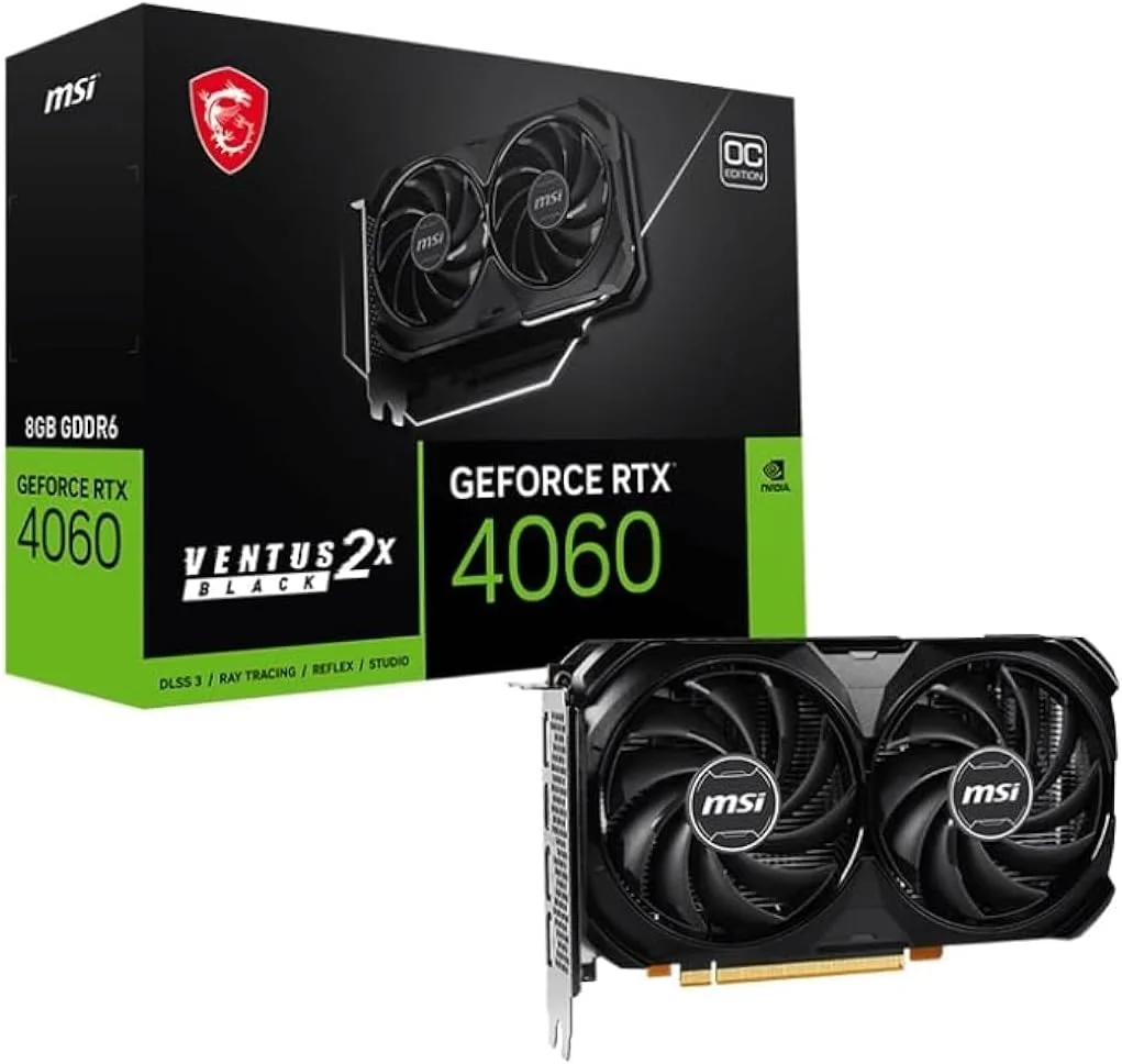کارت گرافیک MSI GeForce RTX 4060 VENTUS 2X BLACK 8G OC NVIDIA 8 GB GDDR6 DLSS 3