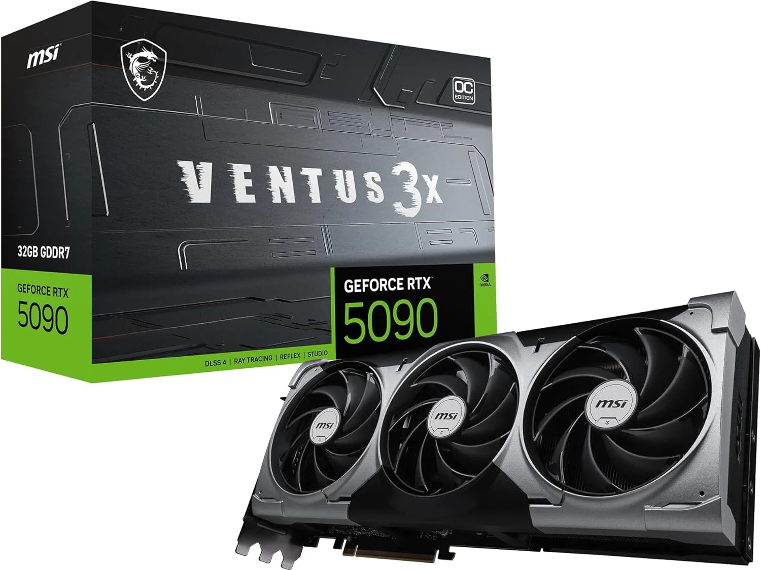کارت گرافیک MSI Gaming RTX 5090 32G Ventus 3X OC (32 گیگابایت GDDR7، 512 بیتی، عملکرد فوق العاده: 2452 مگاهرتز، DisplayPort x3 2.1a، HDMI 2.1b، معماری NVIDIA Blackwell)