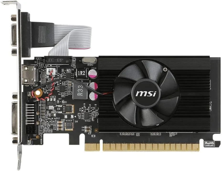 کارت گرافیک MSI Gaming GeForce GT 710 2GB GDRR3 64-bit با پشتیبانی از HDCP DirectX 12 OpenGL 4.5، تک فن، Low Profile (GT 710 2GD3 LP)