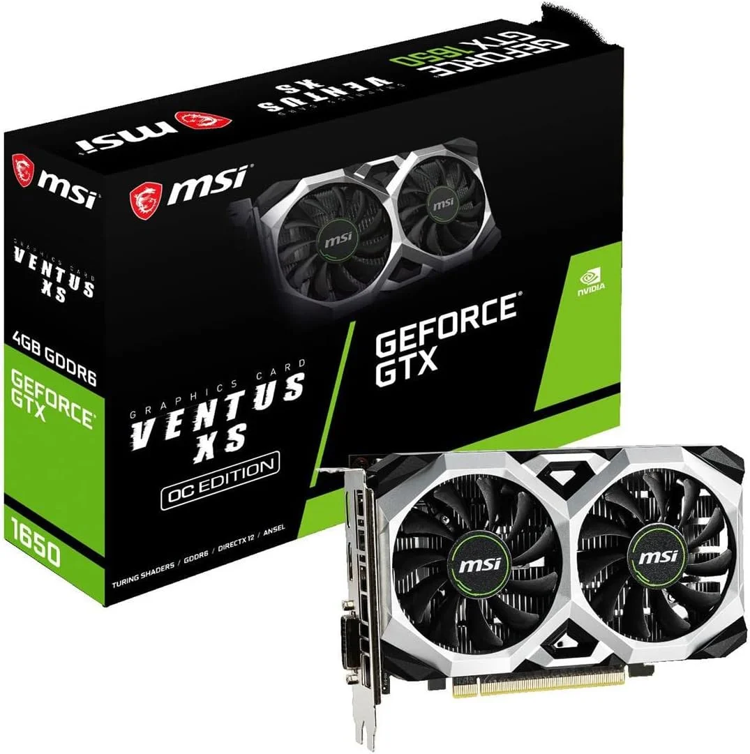 کارت گرافیک MSI Gaming NVIDIA GeForce GTX 1650 128-Bit HDMI/DP/DVI 4GB GDRR6 با پشتیبانی از HDCP و DirectX 12 و قابلیت VR Ready OC (GTX 1650 D6 Ventus XS OC) کارت گرافیک MSI Gaming NVIDIA GeForce GTX 1650 128-Bit HDMI/DP/DVI 4GB GDRR6 با پشتیبانی از HDCP و DirectX 12 و قابلیت VR Ready OC (GTX 1650 D6 Ventus XS OC)