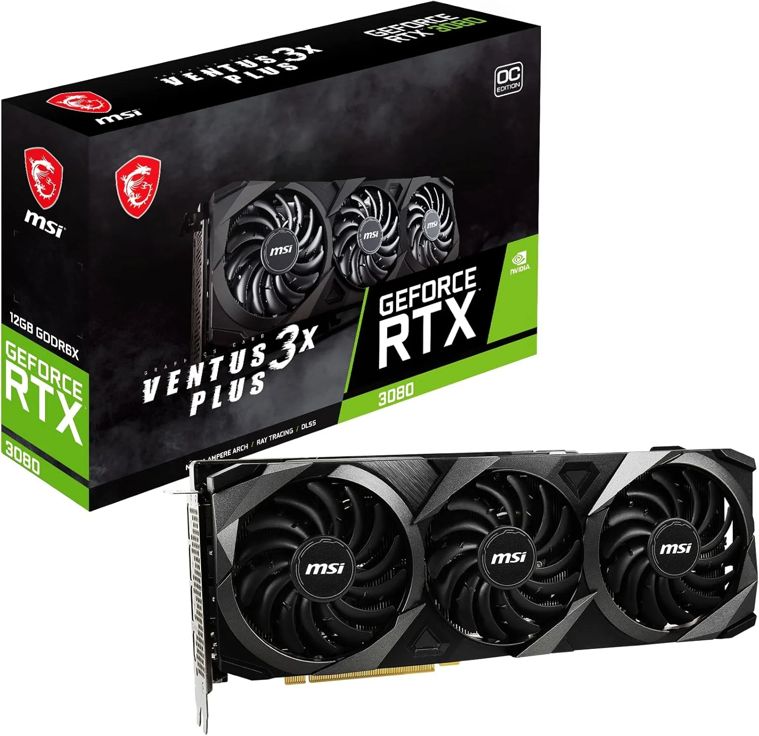 کارت گرافیک MSI Gaming GeForce RTX 3080 LHR 12GB GDRR6X 384-Bit HDMI/DP Nvlink Torx Fan 3 Ampere Architecture OC (RTX 3080 Ventus 3X Plus 12G OC LHR)