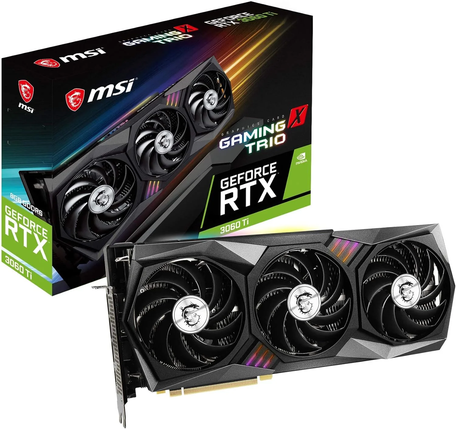کارت گرافیک MSI Gaming GeForce RTX 3060 Ti 8GB GDRR6 256-Bit HDMI/DP Tri-Frozr 2 TORX Fan 4.0 Ampere Architecture RGB OC (RTX 3060 Ti GAMING X TRIO)