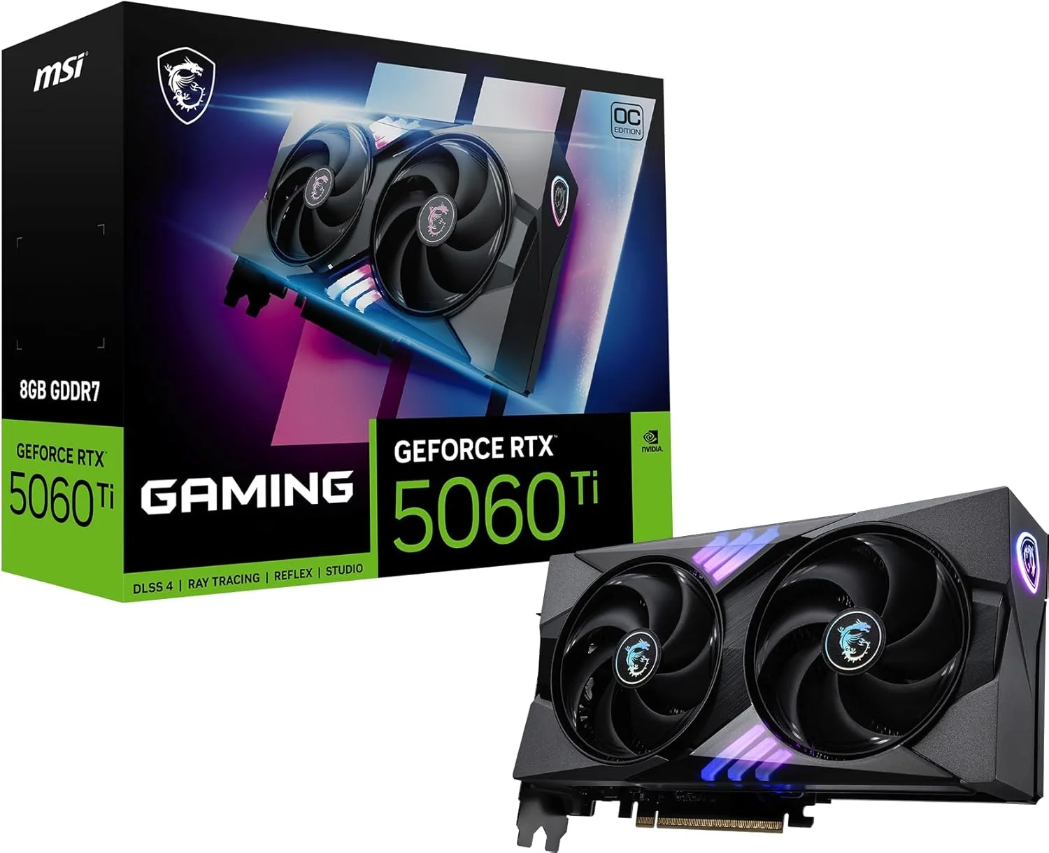 کارت گرافیک MSI Gaming RTX 5060 Ti 8G Gaming OC (8 گیگابایت GDDR7، TBA-بیت، عملکرد فوق العاده: TBA مگاهرتز، DisplayPort x3 2.1a، HDMI 2.1b، معماری NVIDIA Blackwell)