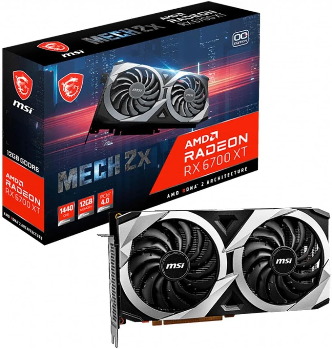 کارت گرافیک MSI Gaming Radeon RX 6700 XT 192-bit 12GB GDDR6 DP/HDMI Dual Torx 3.0 Fans FreeSync DirectX 12 VR Ready OC (MECH 2X 12G OC)