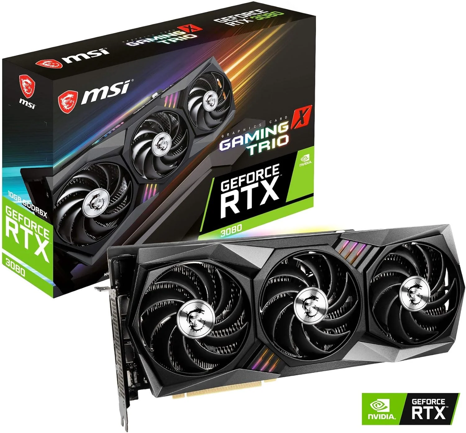 کارت گرافیک MSI Gaming GeForce RTX 3080 10GB GDRR6X 320-Bit HDMI/DP Nvlink Tri-Frozr 2 Ampere Architecture OC (RTX 3080 GAMING X TRIO 10G), G3080GXT10