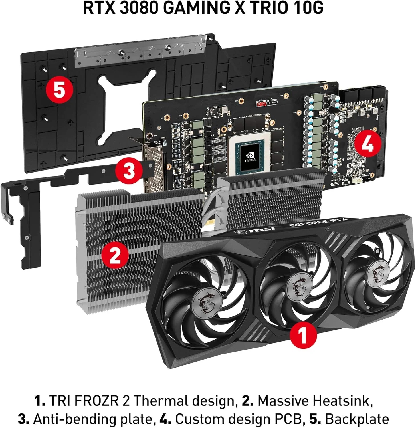کارت گرافیک MSI Gaming GeForce RTX 3080 10GB GDRR6X 320-Bit HDMI/DP Nvlink Tri-Frozr 2 Ampere Architecture OC (RTX 3080 GAMING X TRIO 10G), G3080GXT10 کارت گرافیک MSI Gaming GeForce RTX 3080 10GB GDRR6X 320-Bit HDMI/DP Nvlink Tri-Frozr 2 Ampere Architecture OC (RTX 3080 GAMING X TRIO 10G), G3080GXT10