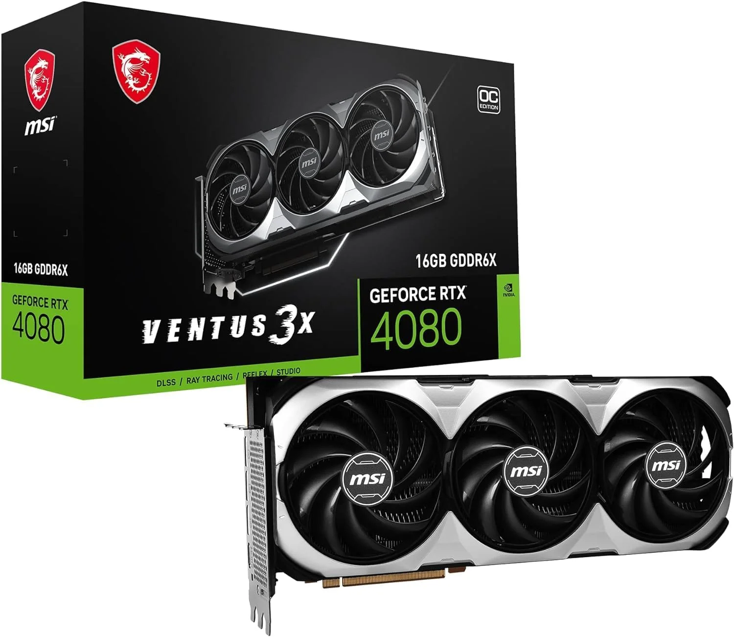کارت گرافیک MSI Ventus 3X OC RTX 4080 (PCIe 4.0، 16 گیگابایت 256 بیتی GDDR6X، HDMI 2.1a، DP 1.4a، فن TORX 4.0، DLSS 3.0)، همراه با کابل HDMI 2.1 کارت گرافیک MSI Ventus 3X OC RTX 4080 (PCIe 4.0، 16 گیگابایت 256 بیتی GDDR6X، HDMI 2.1a، DP 1.4a، فن TORX 4.0، DLSS 3.0)، همراه با کابل HDMI 2.1