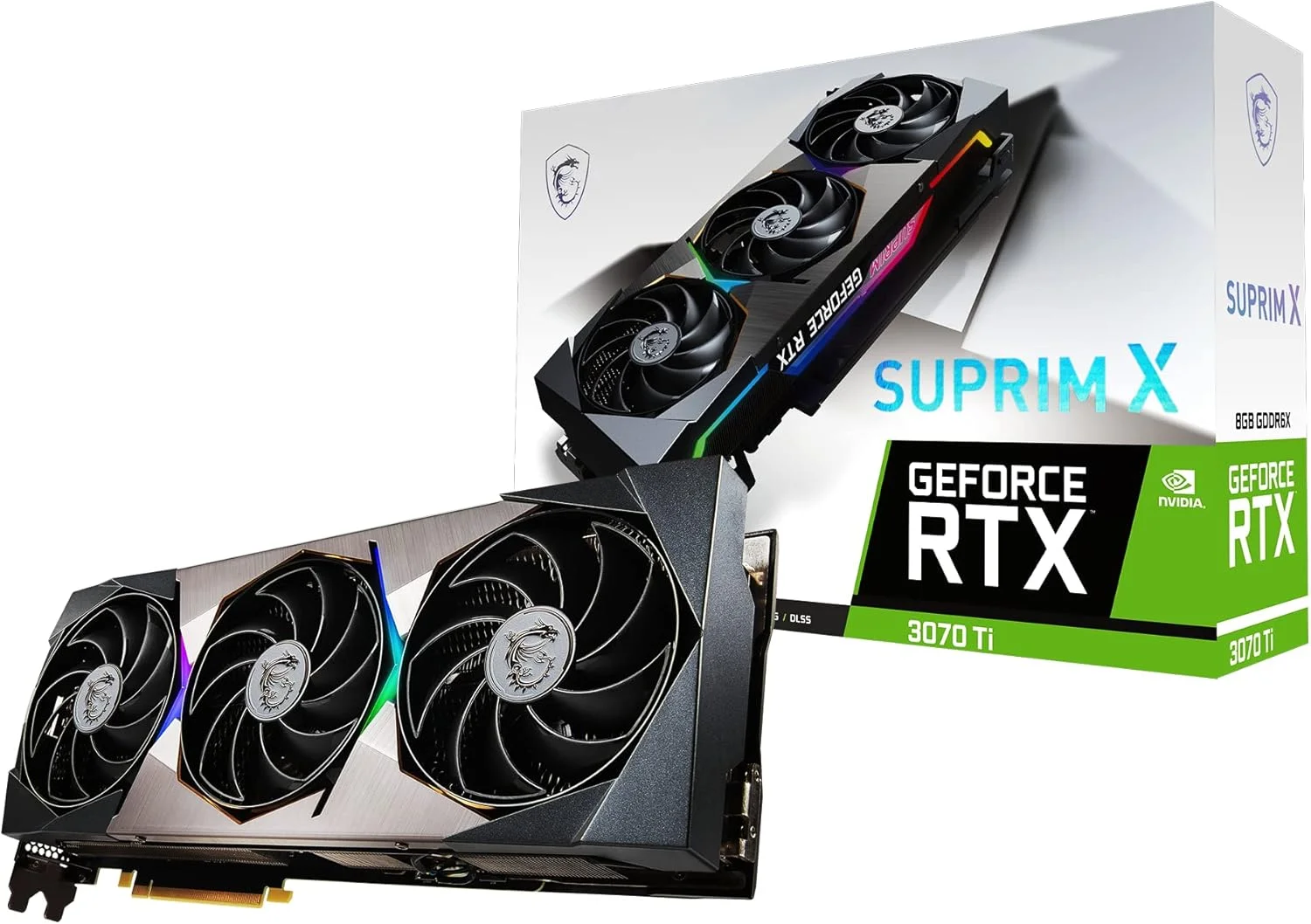 کارت گرافیک گیمینگ ام اس آی (بازسازی شده) Geforce RTX 3070 Ti Suprim X 8G، 8 گیگابایت GDDR6X، PCI Express Gen 4، 19 گیگابیت بر ثانیه