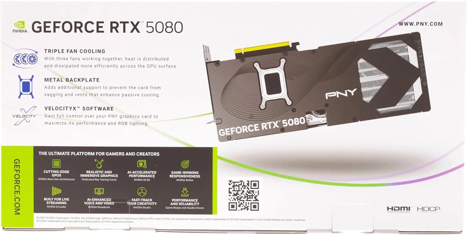 کارت گرافیک PNY GeForce RTX™ 5080 16GB OC با سه فن و DLSS 4 کارت گرافیک PNY GeForce RTX™ 5080 16GB OC با سه فن و DLSS 4