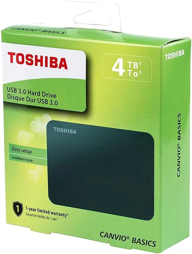 هارد اکسترنال قابل حمل توشیبا Canvio Basics با ظرفیت 4 ترابایت، مشکی مدل HDTB440XK3CA