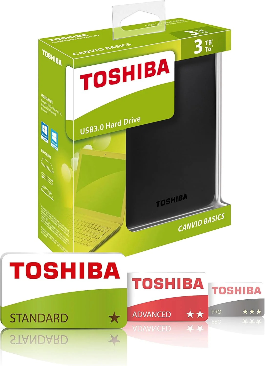 هارد اکسترنال قابل حمل 3 ترابایتی توشیبا Canvio Basics USB 3.0 مشکی - HDTB330EK3CA