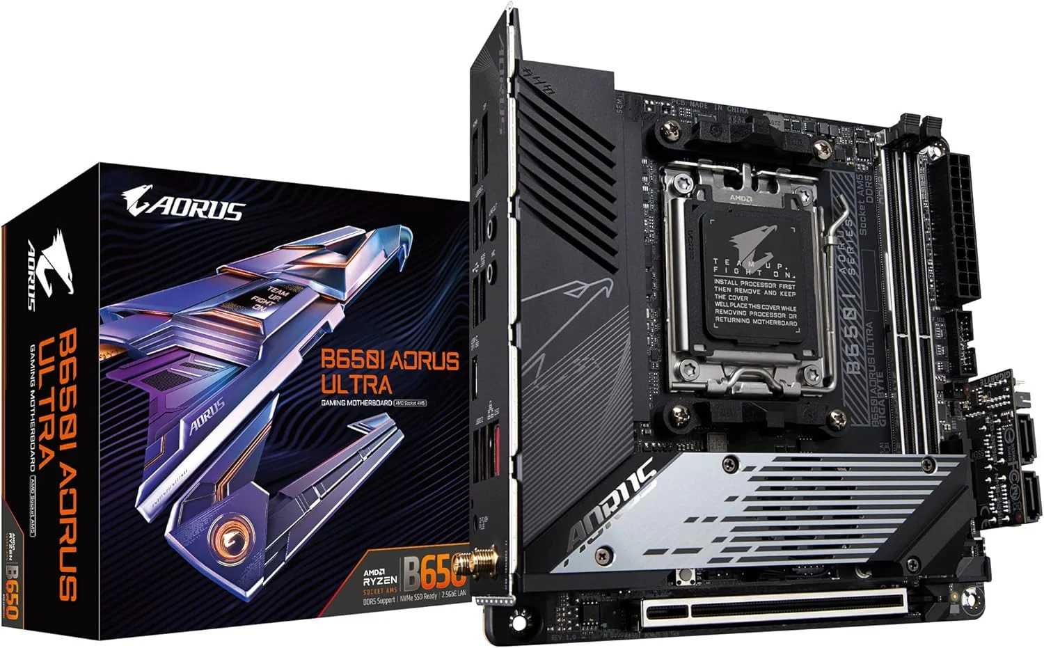مادربرد GIGABYTE B650I AORUS Ultra (AM5/ LGA 1718/ AMD/ B650/ Mini-ITX/ 5 سال گارانتی/ DDR5/ PCIe 5.0 M.2/ PCIe 5.0/ USB 3.2 Gen2X2 Type-C/Wi-Fi 6E/ Intel 2.5GbE LAN/Q-Flash Plus/EZ-Latch)