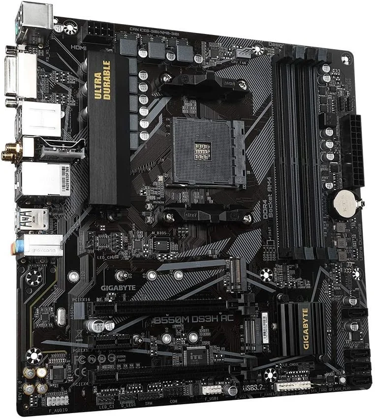 مادربرد GIGABYTE B550M DS3H AC (AM4 AMD/B550/Micro ATX/Dual M.2/SATA 6Gb/s/USB 3.2 Gen 1/PCIe 4.0/HMDI/DVI/DDR4)