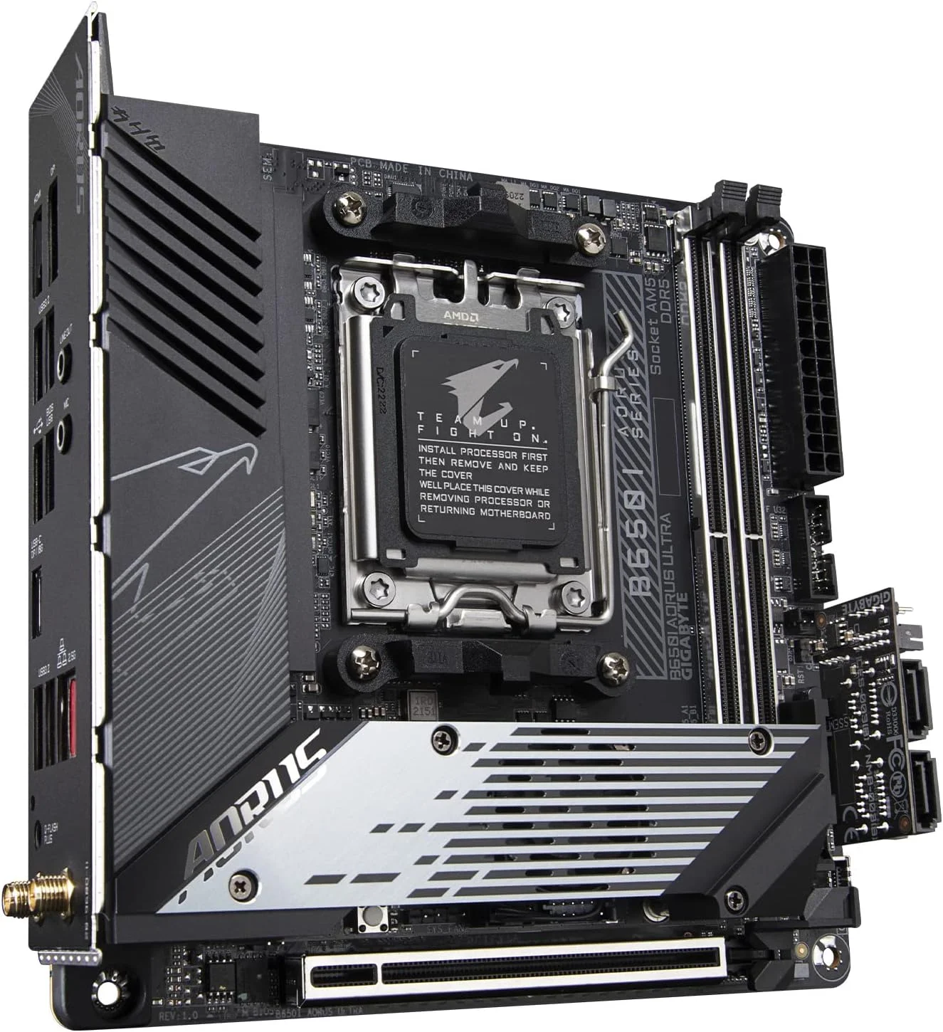 مادربرد GIGABYTE B650I AORUS Ultra (AM5/ LGA 1718/ AMD/ B650/ Mini-ITX/ 5 سال گارانتی/ DDR5/ PCIe 5.0 M.2/ PCIe 5.0/ USB 3.2 Gen2X2 Type-C/Wi-Fi 6E/ Intel 2.5GbE LAN/Q-Flash Plus/EZ-Latch)