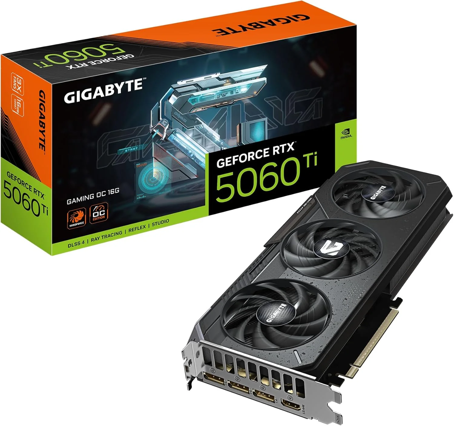 کارت گرافیک گیگابایت GeForce RTX 5060 Ti Gaming OC 16G - حافظه 16 گیگابایت GDDR7، رابط 128 بیتی، PCI-E 5.0، فرکانس هسته 2647 مگاهرتز، 3 پورت DisplayPort، 1 پورت HDMI، GV-N506TGAMING OC-16GD