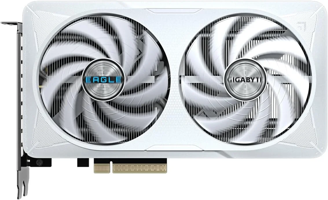 کارت گرافیک گیگابایت GeForce RTX 5060 EAGLE OC ICE 8G - حافظه 8 گیگابایت GDDR7، رابط 128 بیتی، PCI-E 5.0، فرکانس هسته 2550 مگاهرتز، 3 پورت DisplayPort، 1 پورت HDMI، مدل GV-N5060EAGLEOC ICE-8GD