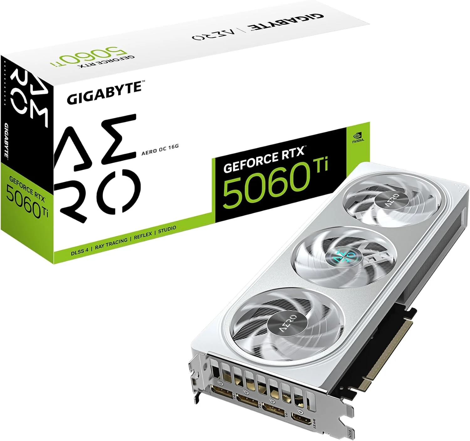 کارت گرافیک گیگابایت GeForce RTX 5060 Ti AERO OC 16G - 16 گیگابایت GDDR7، 128 بیت، PCI-E 5.0، فرکانس هسته 2647 مگاهرتز، 3x DisplayPort، 1x HDMI، GV-N506TAERO OC-16GD