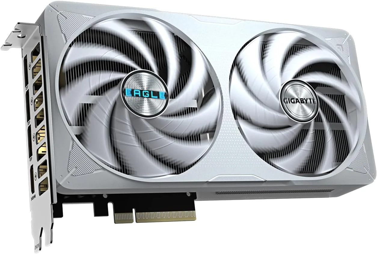کارت گرافیک گیگابایت GeForce RTX 5060 Ti Eagle OC Ice 8G - حافظه 8 گیگابایت GDDR7، رابط 128 بیتی، PCI-E 5.0، فرکانس هسته 2617 مگاهرتز، 3x DisplayPort، 1x HDMI، مدل GV-N506TEAGLEOC ICE-8GD