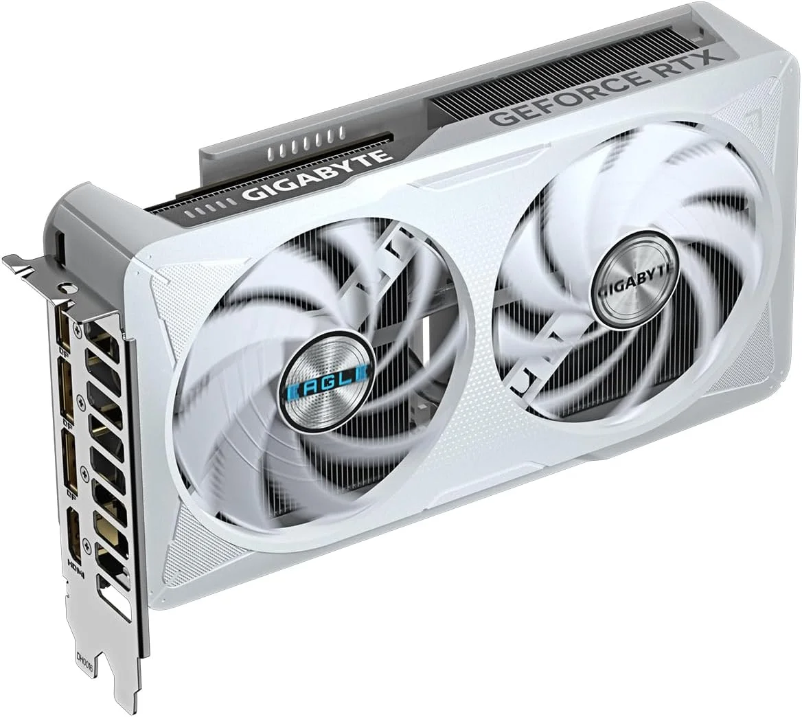 کارت گرافیک گیگابایت GeForce RTX 5060 EAGLE OC ICE 8G - حافظه 8 گیگابایت GDDR7، رابط 128 بیتی، PCI-E 5.0، فرکانس هسته 2550 مگاهرتز، 3 پورت DisplayPort، 1 پورت HDMI، مدل GV-N5060EAGLEOC ICE-8GD