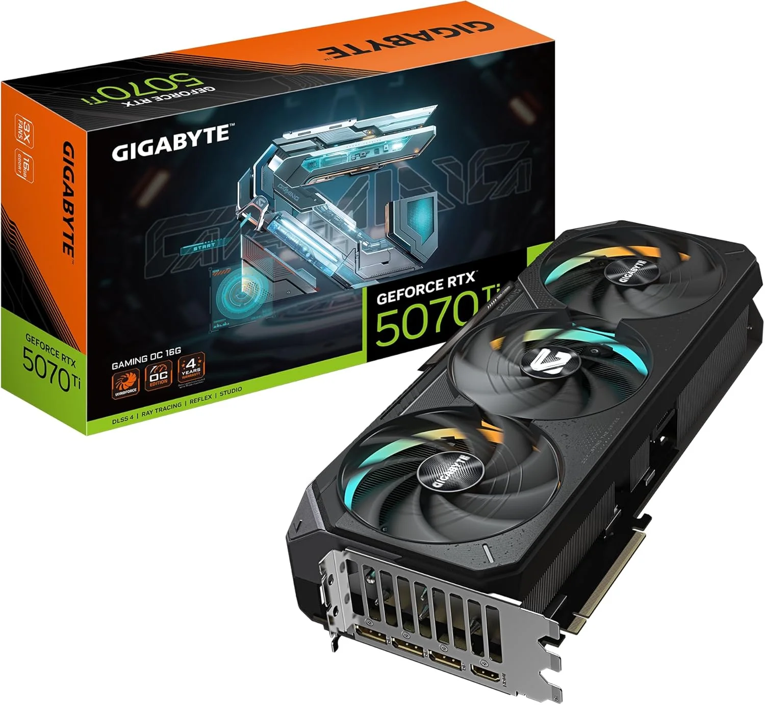 کارت گرافیک گیگابایت GeForce RTX 5070 Ti GAMING OC 16G - با 16 گیگابایت حافظه GDDR7، رابط 256 بیتی، PCI-E 5.0، فرکانس هسته 2588 مگاهرتز، 3 پورت DP 2.1a، 1 پورت HDMI 2.1b، NVIDIA DLSS 4، مدل GV-N507TGAMING OC-16GD