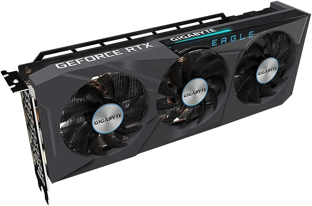 کارت گرافیک گیگابایت GeForce RTX 3070 Ti Eagle OC 8G، سیستم خنک کننده WINDFORCE 3X، حافظه 8 گیگابایت 256 بیتی GDDR6X، کارت ویدیو GV-N307TEAGLE OC-8GD