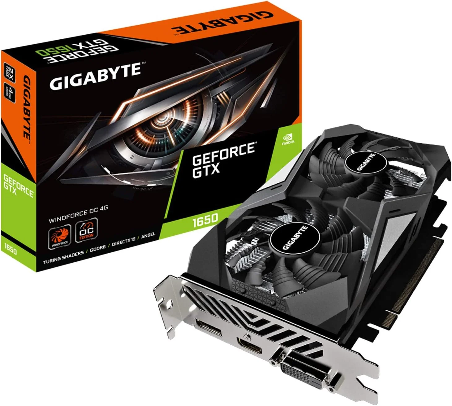 کارت گرافیک گیگابایت Geforce Gtx 1650 D6 Windforce Oc 4G (Rev. 2.0)، اندازه جمع و جور 172 میلی‌متری، 4 گیگابایت GDDR6 128 بیتی، کارت ویدیو Gv-N1656Wf2Oc-4Gd Rev2.0