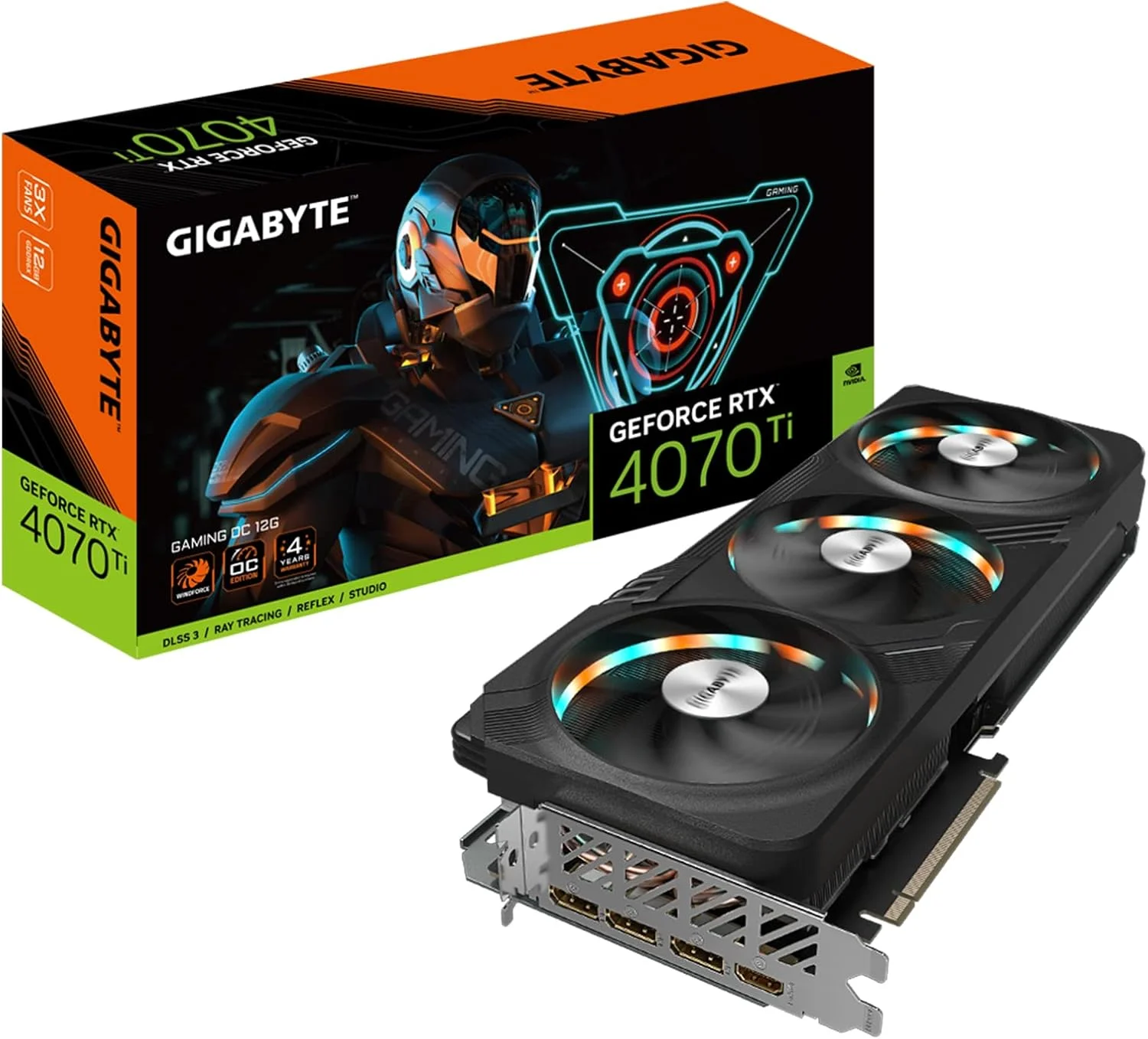 کارت گرافیک گیگابایت GeForce RTX 4070 Ti Gaming OC 12G، سه فن WINDFORCE، حافظه 12 گیگابایتی GDDR6X 192 بیتی، کارت ویدیویی GV-N407TGAMING OC-12GD