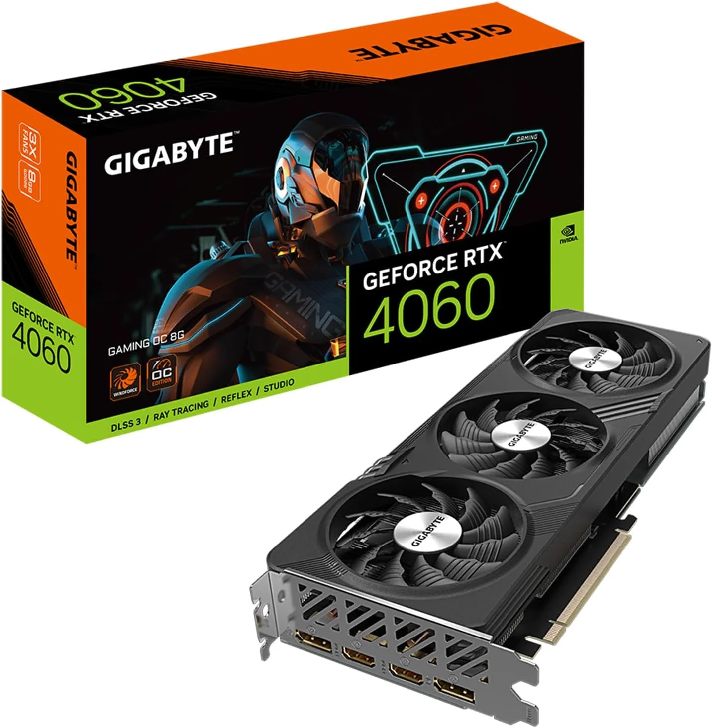 کارت گرافیک گیگابایت GeForce RTX 4060 Gaming OC 8G، سه فن WINDFORCE، حافظه 8 گیگابایتی 128 بیتی GDDR6، کارت ویدیو GV-N4060GAMING OC-8GD