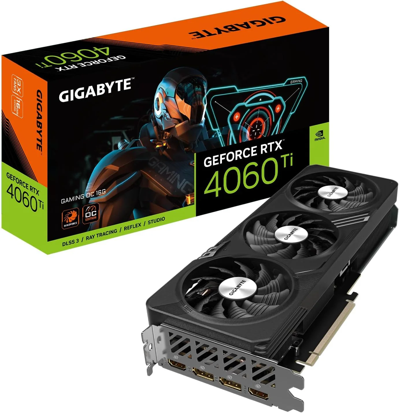 کارت گرافیک گیگابایت GeForce RTX 4060 Ti Gaming OC 16G، فن های 3X WINDFORCE، حافظه 16 گیگابایت 128 بیتی GDDR6، کارت گرافیک GV-N406TGAMING OC-16GD