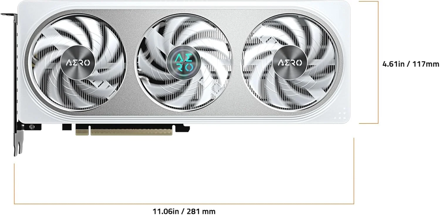 کارت گرافیک GIGABYTE GeForce RTX 5060 AERO OC 8G، حافظه 8 گیگابایتی GDDR7 128 بیتی، PCIe 5.0، سیستم خنک کننده WINDFORCE، کارت ویدیویی GV-N5060AERO OC-8GD