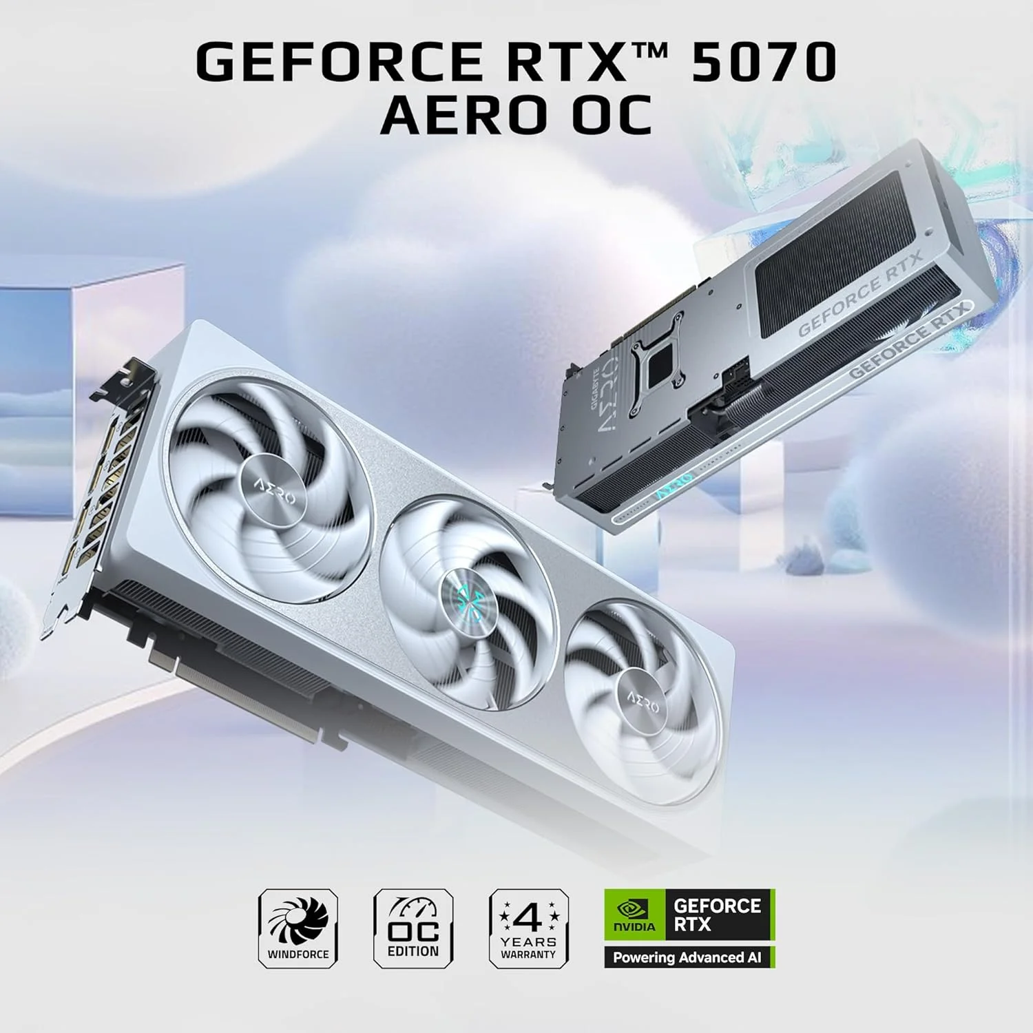 کارت گرافیک GIGABYTE GeForce RTX 5070 AERO OC 12G، حافظه 12 گیگابایت GDDR7 256 بیتی، PCIe 5.0، سیستم خنک کننده WINDFORCE، کارت ویدیو GV-N5070AERO OC-12GD کارت گرافیک GIGABYTE GeForce RTX 5070 AERO OC 12G، حافظه 12 گیگابایت GDDR7 256 بیتی، PCIe 5.0، سیستم خنک کننده WINDFORCE، کارت ویدیو GV-N5070AERO OC-12GD