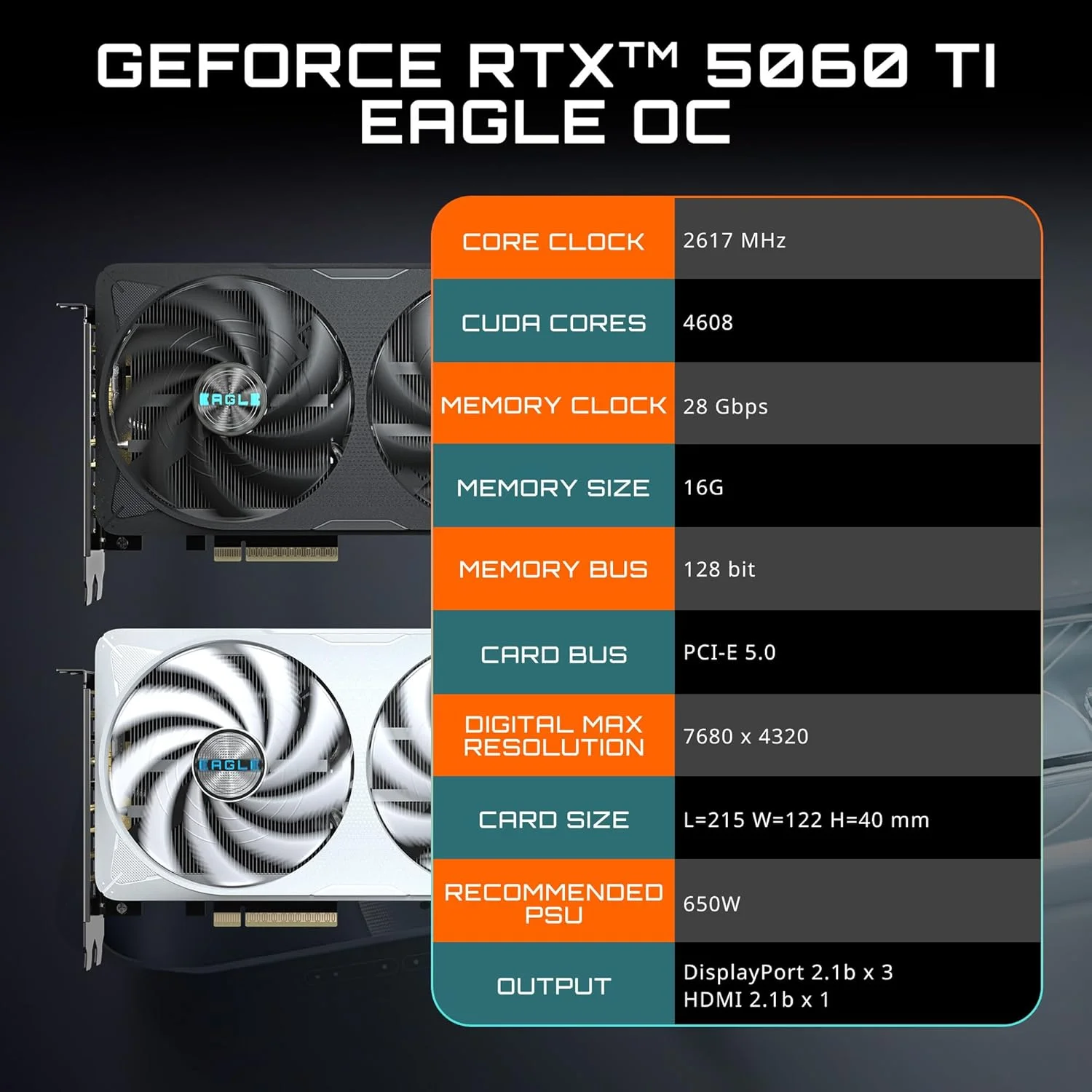 کارت گرافیک GIGABYTE GeForce RTX 5060 Ti Eagle OC 16G، با 16 گیگابایت حافظه GDDR7 128 بیتی، PCIe 5.0، سیستم خنک کننده WINDFORCE، مدل GV-N506TEAGLE OC-16GD کارت گرافیک GIGABYTE GeForce RTX 5060 Ti Eagle OC 16G، با 16 گیگابایت حافظه GDDR7 128 بیتی، PCIe 5.0، سیستم خنک کننده WINDFORCE، مدل GV-N506TEAGLE OC-16GD