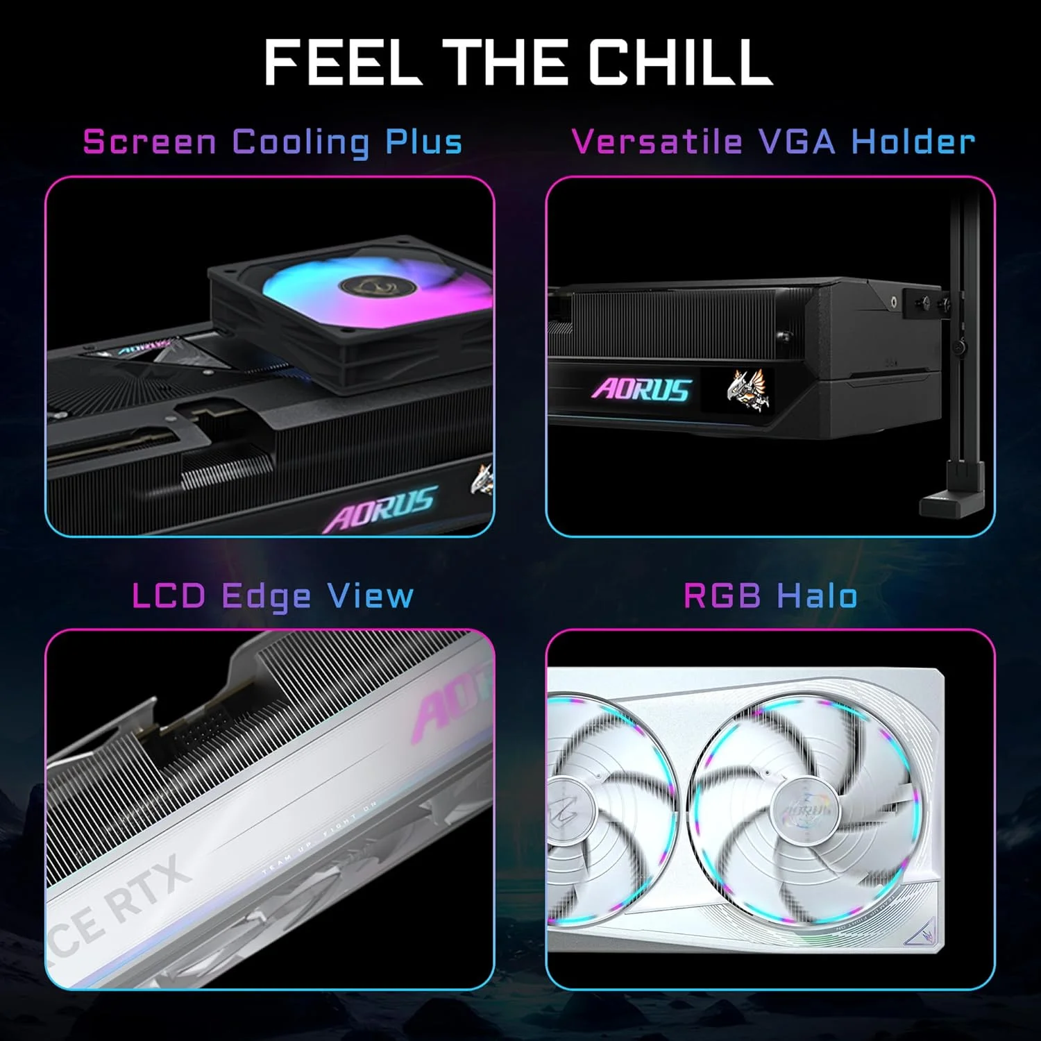 کارت گرافیک GIGABYTE AORUS GeForce RTX 5080 Master ICE 16G، سیستم خنک کننده WINDFORCE، حافظه 16 گیگابایتی 256 بیتی GDDR7، کارت ویدیویی GV-N5080AORUSM ICE-16GD