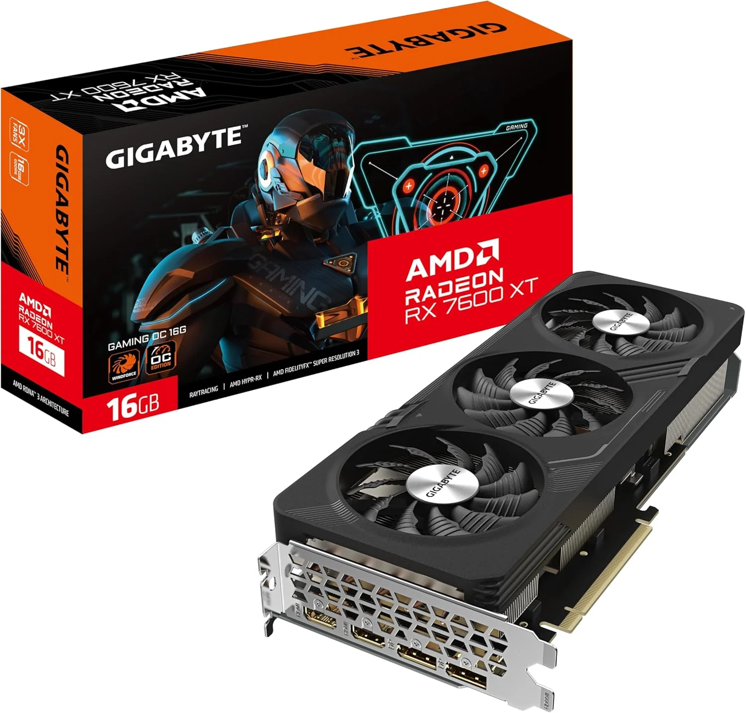 کارت گرافیک گیگابایت Radeon RX 7600 XT GAMING OC 16GB - هسته 2810 مگاهرتز، حافظه 16 گیگابایت GDDR6 18000 مگاهرتز 128 بیتی، PCI-E 4.0، 2x DP 1.4، 2x HDMI 2.1a، معماری RDNA، RGB fusion، GV-R76XTGAMING OC-16GD