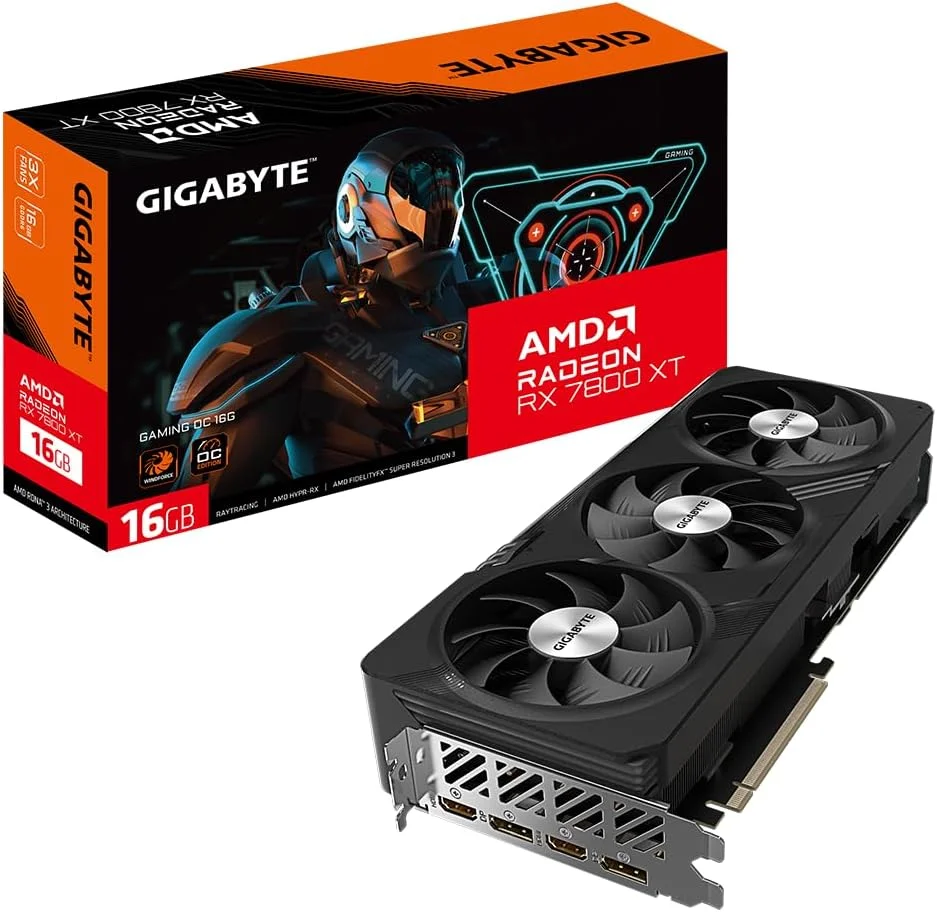 کارت گرافیک گیگابایت Radeon RX 7800 XT GAMING OC 16GB - 16GB GDDR6 256-bit، سیستم خنک کننده Windforce، صفحه پشتی فلزی، DP 2.1، HDMI 2.1، معماری AMD RDNA 3، GV-R78XTGAMING OC-16GD
