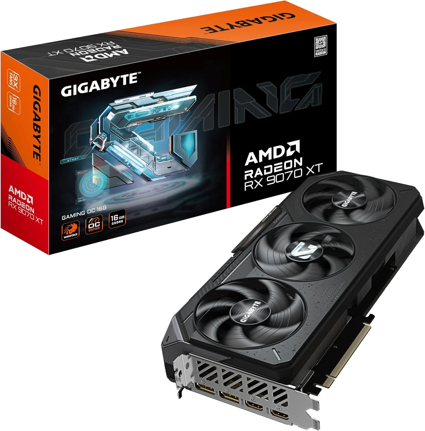 کارت گرافیک گیگابایت Radeon RX 9070 XT GAMING OC 16G - 16 گیگابایت GDDR6، 256 بیت، PCI-E 5.0، فرکانس هسته 3060 مگاهرتز، 2 پورت DisplayPort، 2 پورت HDMI، GV-R9070XTGAMING OC-16GD