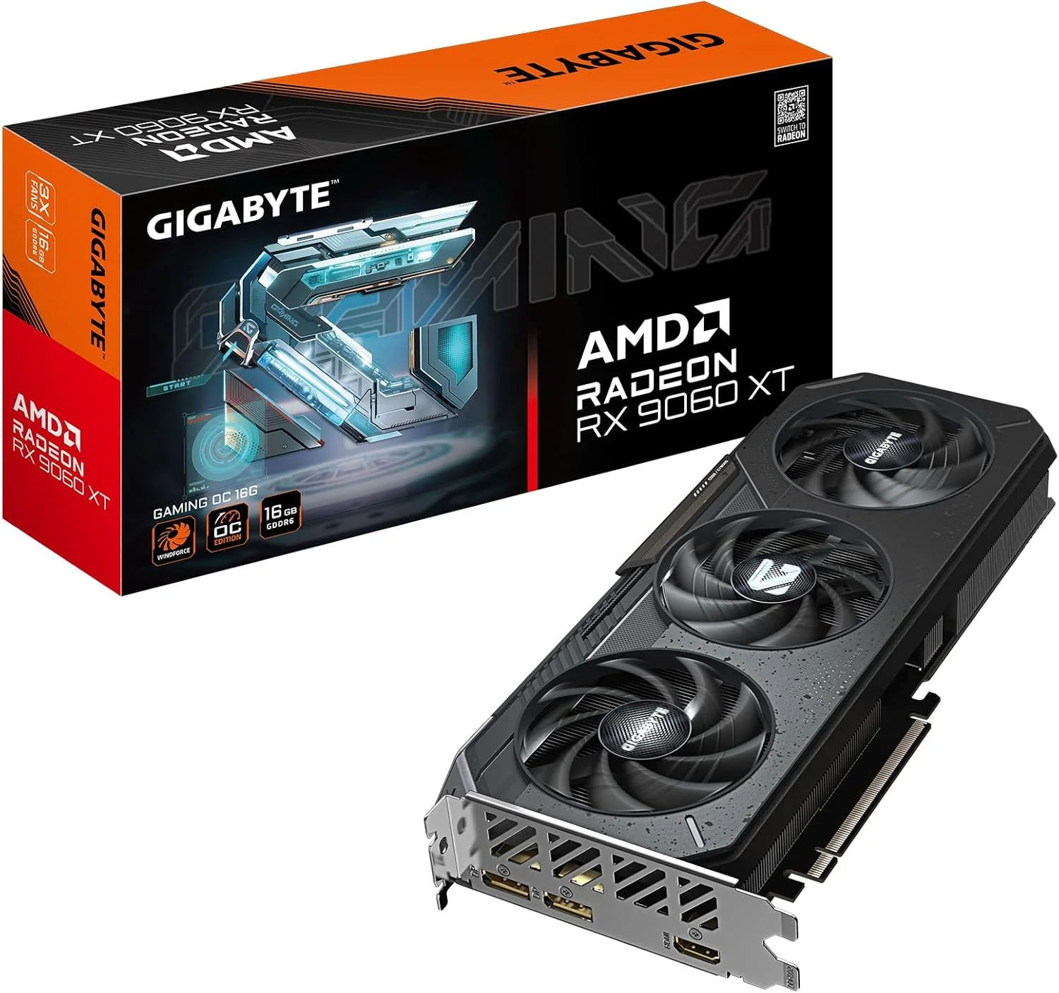 کارت گرافیک GIGABYTE Radeon RX 9060 XT Gaming OC 16G، PCIe 5.0، حافظه 16 گیگابایتی GDDR6، کارت ویدیویی GV-R9060XTGAMING OC-16GD