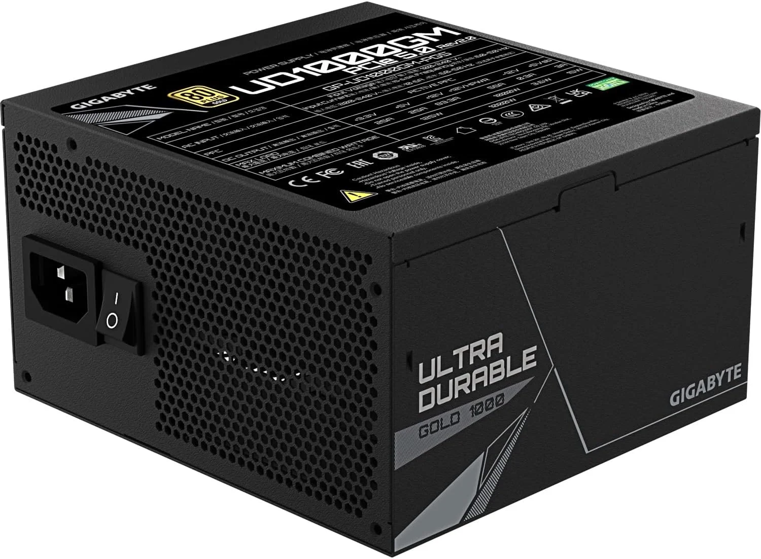 منبع تغذیه گیگابایت UD1000GM PG5 V2 - 1000 وات، 80 PLUS Gold، پشتیبانی از PCIe 5.0 GPU، خازن های ژاپنی، ATX 3.0 کاملاً ماژولار