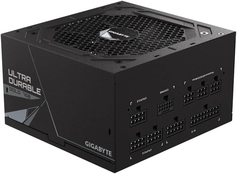 منبع تغذیه 750 وات گیگابایت UD750GM PG5 80 Plus Gold کاملاً ماژولار PCIe 5.0، ATX 3.0، کانکتور GPU 12VHPWR، کابل های تخت، 5 سال گارانتی