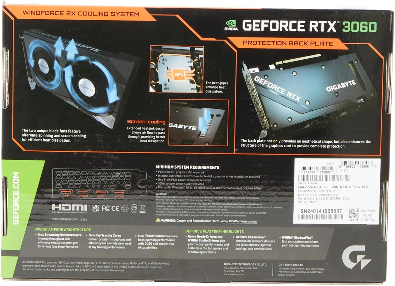 کارت گرافیک گیگابایت GBT RTX3060 12GB Windforce OC 2.0