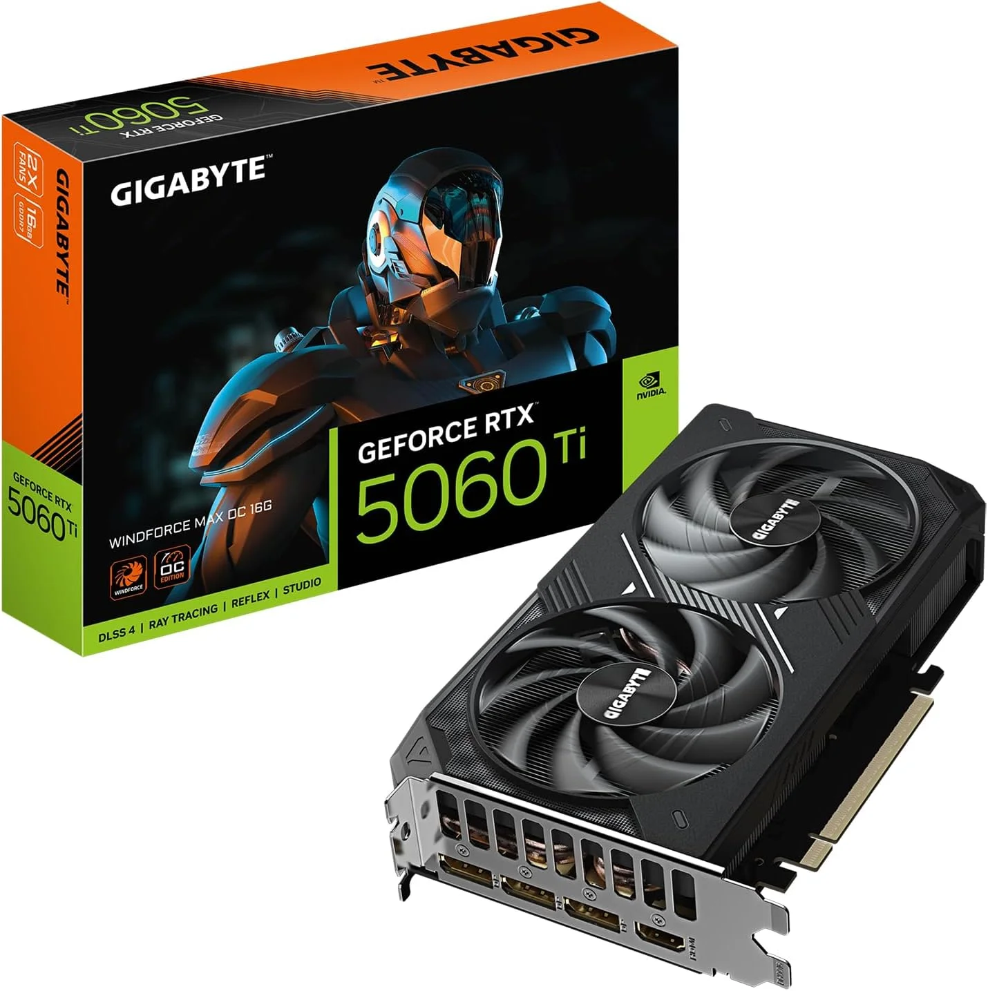 کارت گرافیک GIGABYTE GeForce RTX 5060 Ti WINDFORCE MAX OC 16G، با 16 گیگابایت حافظه GDDR7 128 بیتی، PCIe 5.0، سیستم خنک کننده WINDFORCE، مدل GV-N506TWF2MAX OC-16GD