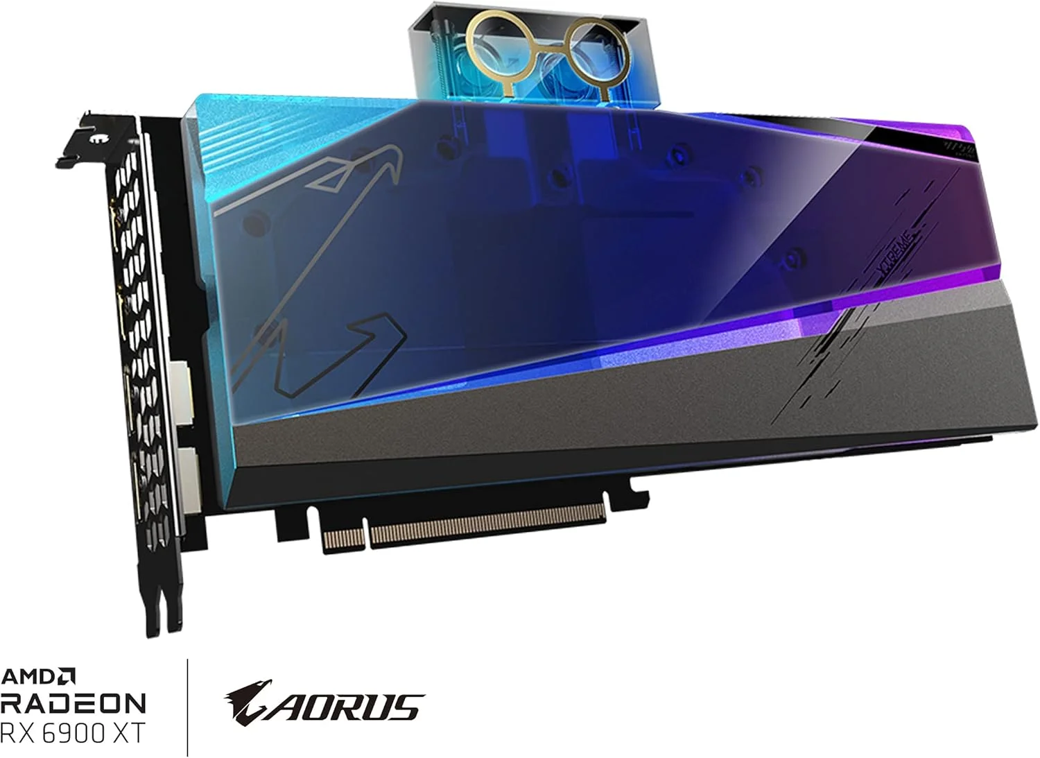 کارت گرافیک گیگابایت AORUS Radeon RX 6900 XT Xtreme WATERFORCE WB 16G، سیستم خنک کننده بلوک آبی WATERFORCE، حافظه 16 گیگابایتی 256 بیتی GDDR6، کارت ویدیویی GV R69XTAORUSX WB 16GD
