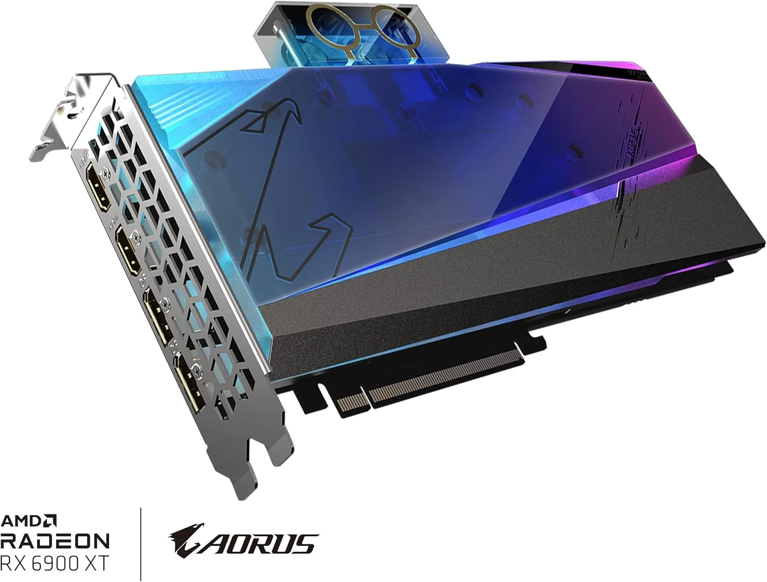 کارت گرافیک گیگابایت AORUS Radeon RX 6900 XT Xtreme WATERFORCE WB 16G، سیستم خنک کننده بلوک آبی WATERFORCE، حافظه 16 گیگابایتی 256 بیتی GDDR6، کارت ویدیویی GV R69XTAORUSX WB 16GD