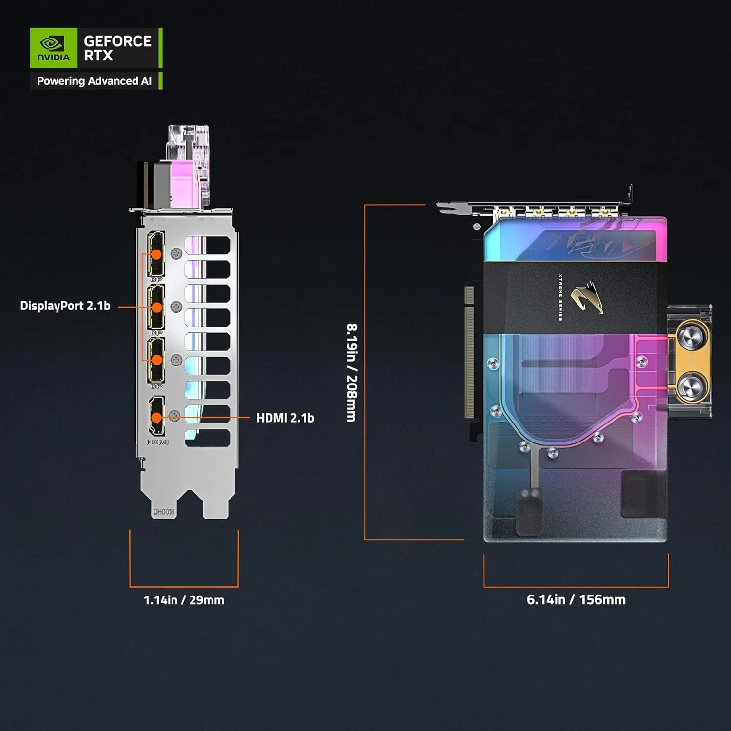 کارت گرافیک GIGABYTE AORUS GeForce RTX 5080 Xtreme WATERFORCE WB 16G، سیستم خنک کننده بلوک آبی WATERFORCE، حافظه 16 گیگابایتی 256 بیتی GDDR7، کارت ویدیو GV-N5080AORUSX WB-16GD