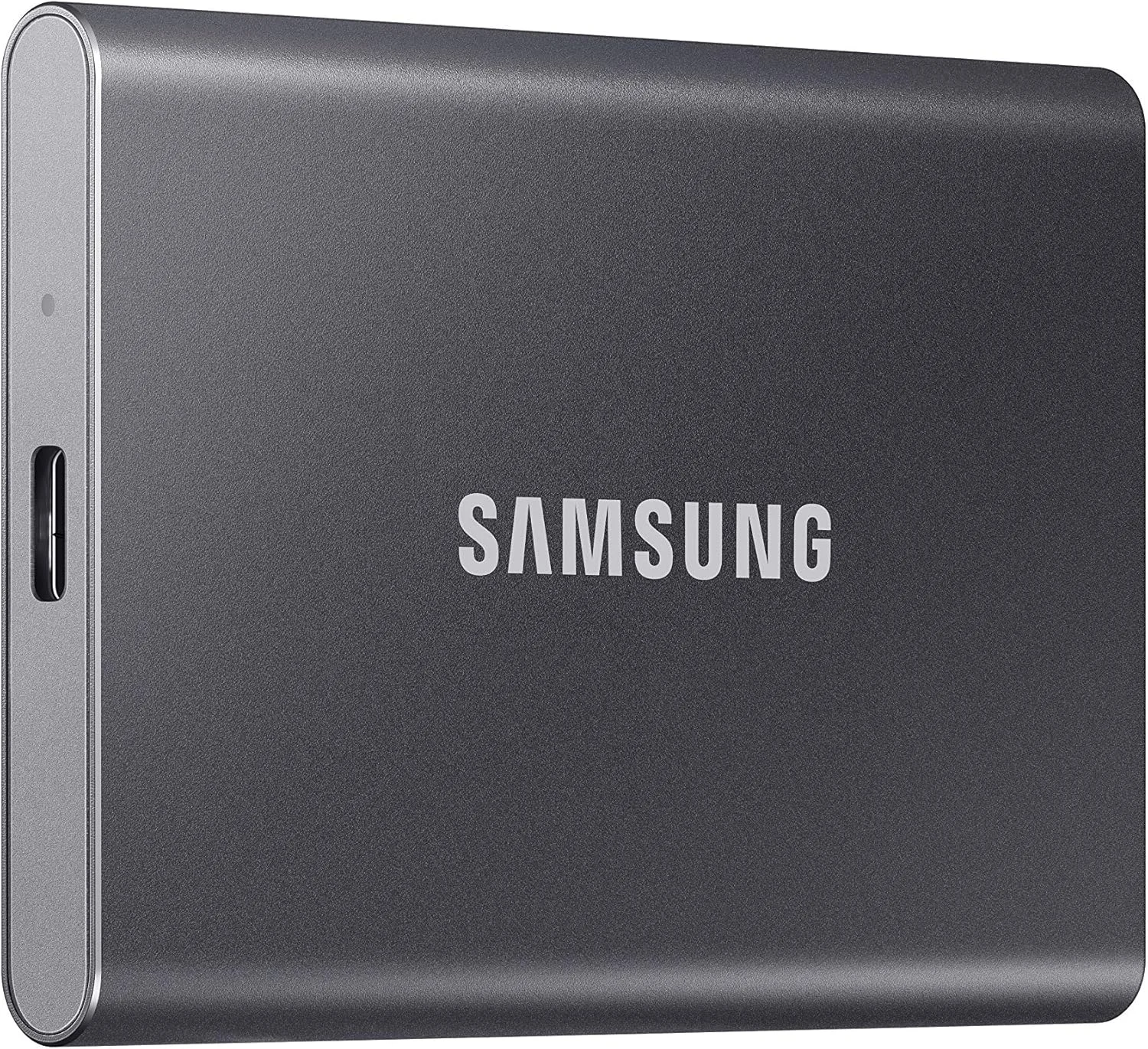 حافظه اس اس دی اکسترنال سامسونگ T7، ظرفیت 2 ترابایت، سرعت تا 1050 مگابایت بر ثانیه، USB 3.2 Gen 2، ذخیره سازی مطمئن برای گیمینگ، دانشجویان، متخصصان، مدل MU-PC2T0T/AM، خاکستری