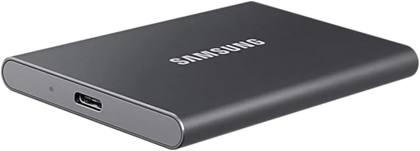 حافظه اس اس دی اکسترنال سامسونگ مدل MU-PC4T0T/WW Portable SSD T7 با ظرفیت 4 ترابایت، USB 3.2 Gen.2 با سرعت خواندن 1050 مگابایت بر ثانیه و سرعت نوشتن 1000 مگابایت بر ثانیه، مناسب برای مک، کامپیوتر، گوشی هوشمند و کنسول بازی، رنگ خاکستری