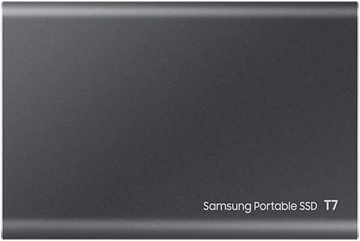 حافظه اس اس دی اکسترنال سامسونگ مدل MU-PC4T0T/WW Portable SSD T7 با ظرفیت 4 ترابایت، USB 3.2 Gen.2 با سرعت خواندن 1050 مگابایت بر ثانیه و سرعت نوشتن 1000 مگابایت بر ثانیه، مناسب برای مک، کامپیوتر، گوشی هوشمند و کنسول بازی، رنگ خاکستری
